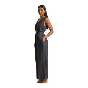 Ettitude Women's Size XL Wide Leg Jumpsuit Onyx Black V Neck Sleeveless NIB